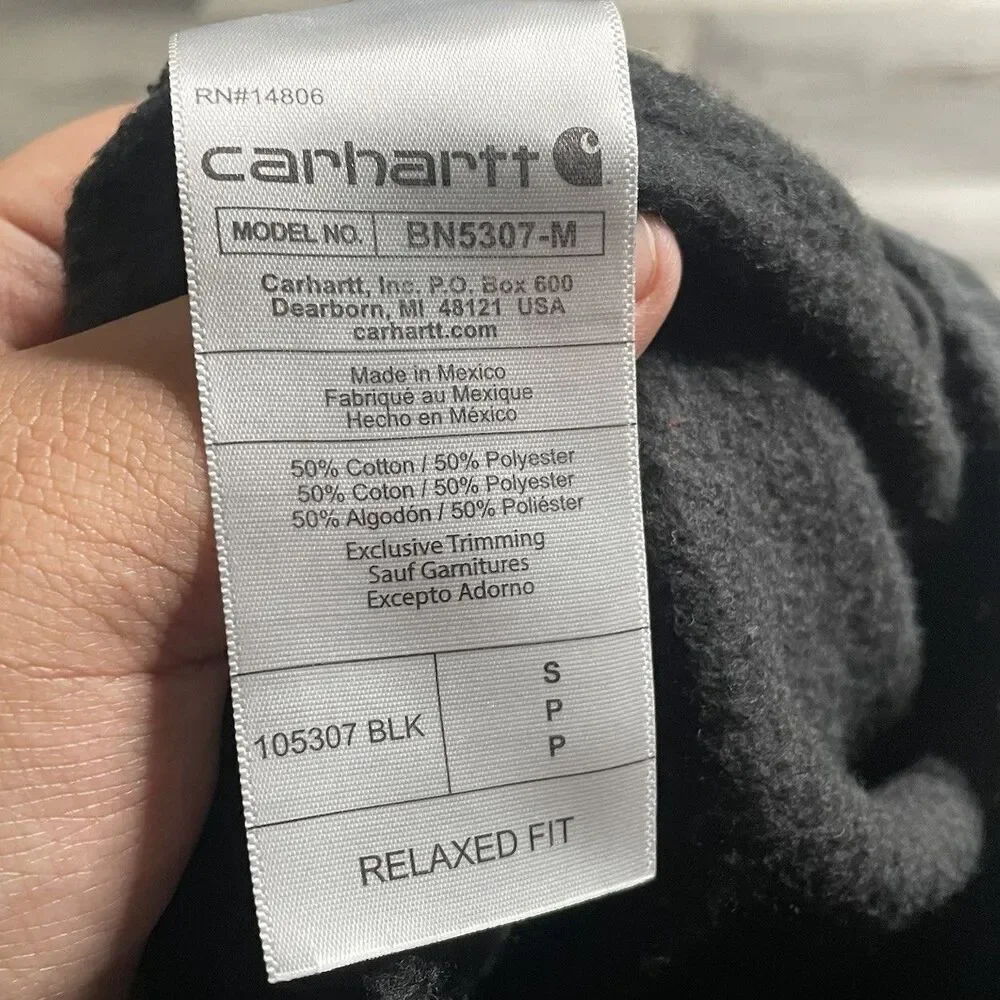 Carhartt Sweatpants Mens Small Black Fleece Joggers Zip Pocket 105307 BLK